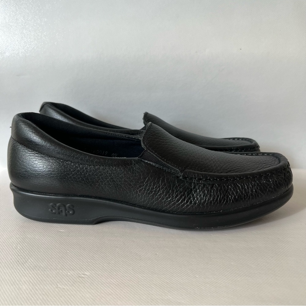 SAS Twin Slip On Black Leather Loafers SLIM